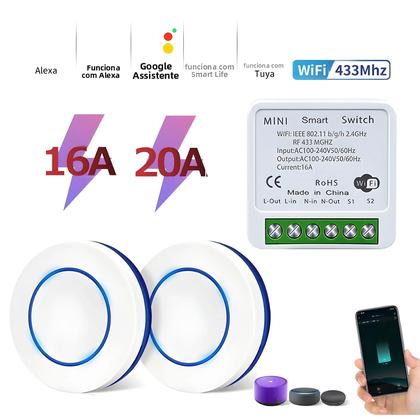 Imagem de Interruptor De Painel De Parede Inteligente Wifi Módulo RF 433MHz Controle Por Voz Alexa Google Home