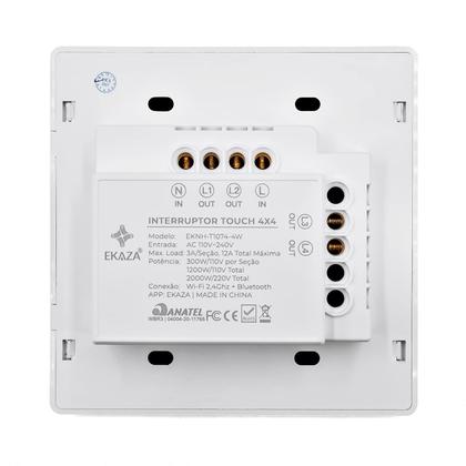Imagem de Interruptor de Parede 4x4 com 4 Botões e Wifi+BLE Branco