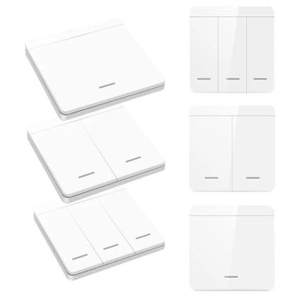 Imagem de Interruptor de Parede Inteligente Sem Fio RF 433MHz - Controle Remoto 1/2/3 Gangues LED