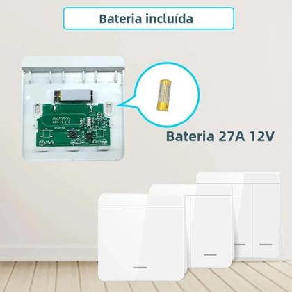 Imagem de Interruptor de Parede Inteligente Sem Fio RF 433MHz - Controle Remoto 1/2/3 Gangues LED