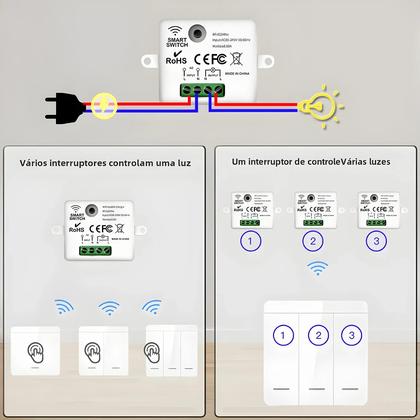 Imagem de Interruptor de Parede Inteligente Sem Fio RF 433MHz - Controle Remoto 1/2/3 Gangues LED