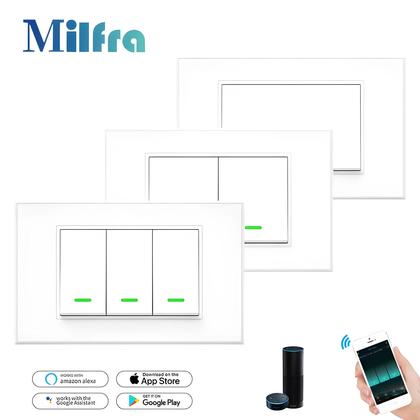 Imagem de Interruptor De Parede Inteligente Wi-Fi 1/2/3 Teclas Sem Fio Para Casa, Botão Com Controle Por Voz