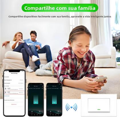 Imagem de Interruptor De Parede Inteligente Wi-Fi 1/2/3 Teclas Sem Fio Para Casa, Botão Com Controle Por Voz