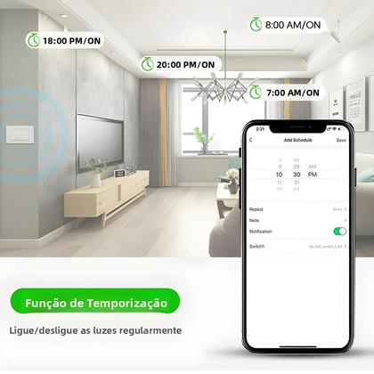 Imagem de Interruptor De Parede Inteligente Wi-Fi 1/2/3 Teclas Sem Fio Para Casa, Botão Com Controle Por Voz