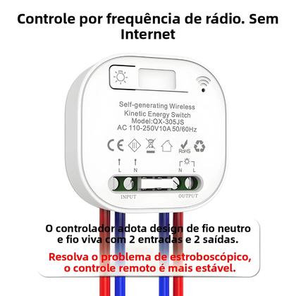 Imagem de Interruptor De Parede Sem Fio À Prova d'Água Autoalimentado Tipo 86 RF433Mhz Sem Necessidade De