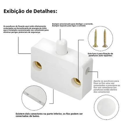 Imagem de Interruptor De Reinício Automático 250V Com Controle Por Toque Para Armários De Armazenamento,