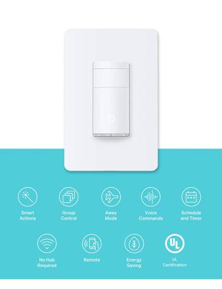 Imagem de Interruptor de sensor de movimento Kasa Smart WiFi de pólo único branco