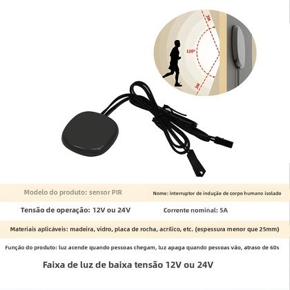 Imagem de Interruptor De Sensor De Movimento LED 12V 24V PIR Infravermelho Para Luz Inteligente Automática