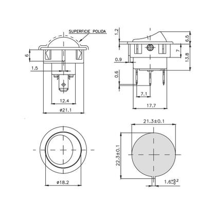 Imagem de Interruptor de Tecla para Móveis MarGirius Moldura M9 com Cabo Série 16.000 Cinza