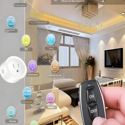 Imagem de Interruptor De Tomada Elétrica Sem Fio RF 433Mhz Com Controle Remoto Plugue US 15A Para Ventilador