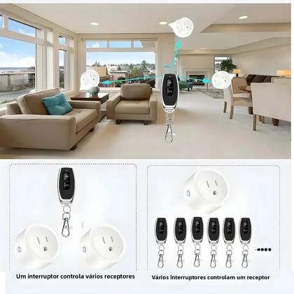 Imagem de Interruptor De Tomada Elétrica Sem Fio RF 433Mhz Com Controle Remoto Plugue US 15A Para Ventilador