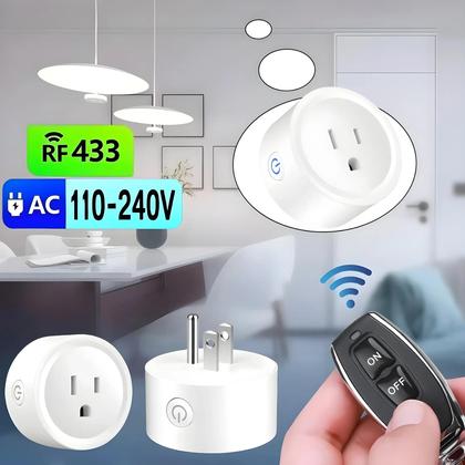 Imagem de Interruptor De Tomada Elétrica Sem Fio RF 433Mhz Com Controle Remoto Plugue US 15A Para Ventilador