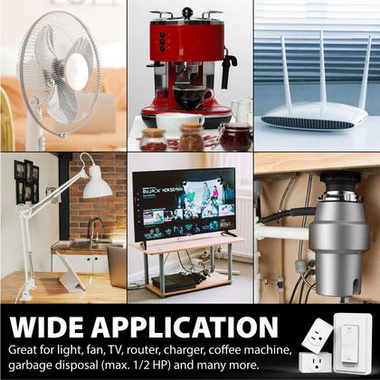 Imagem de Interruptor de tomada remota sem fio Fosmon 15A 125V 1875W, pacote com 2