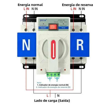 Imagem de Interruptor De Transferência Automático 63A 2P 220V 110V 50/60Hz, Disjuntor De Mudança Manual De