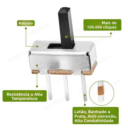 Imagem de Interruptor Deslizante Micro De 3 Pinos SPDT Mini 5 Posições 1P2T Montagem Em PCB Para Arduino 3mm