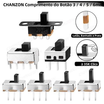 Imagem de Interruptor Deslizante Micro De 3 Pinos SPDT Mini 5 Posições 1P2T Montagem Em PCB Para Arduino 3mm