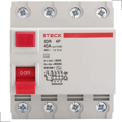 Imagem de Interruptor Diferencial IDR 4 Polos 30mA 400V 40A Steck