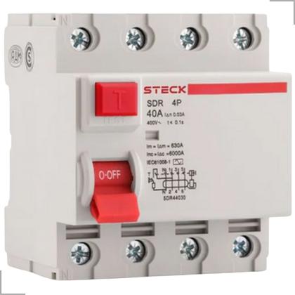 Imagem de Interruptor Diferencial IDR 4 Polos 30mA 400V 40A Steck