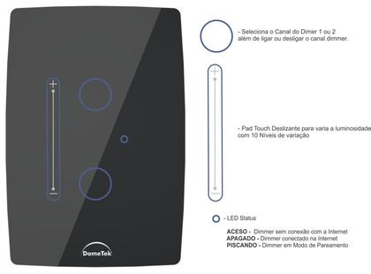 Imagem de Interruptor Dimerizável WiFi Touch Dimmer 2 Botões Preto
