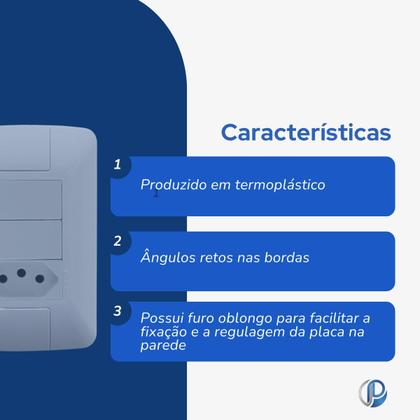 Imagem de Interruptor Duplo com Tomada 10A Aria Branco Tramontina