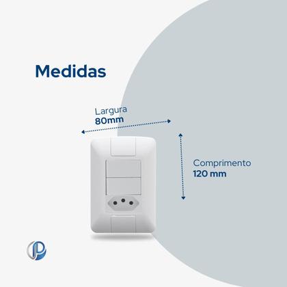 Imagem de Interruptor Duplo com Tomada 10A Aria Branco Tramontina