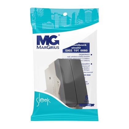 Imagem de Interruptor Duplo Paralelo Grafite Sleek MarGirius