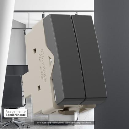 Imagem de Interruptor Duplo Paralelo Grafite Sleek MarGirius