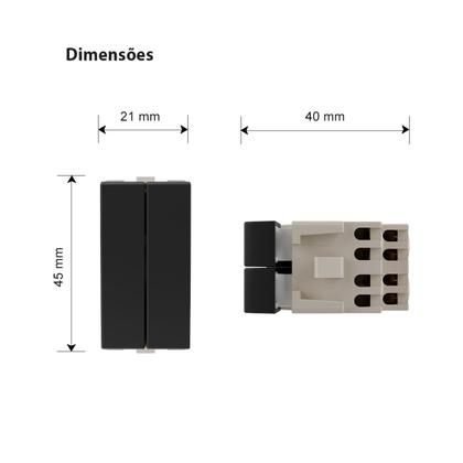 Imagem de Interruptor Duplo Paralelo Preto Fosco Clean MarGirius