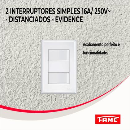 Imagem de Interruptor Duplo Simples 16a - Evidence Branco