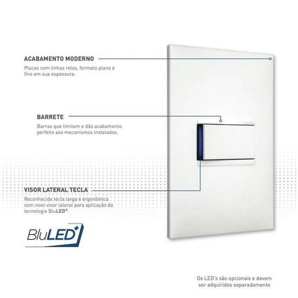 Imagem de Interruptor Duplo Simples Com Led e Tomada 10A Cinza Pial Plus+