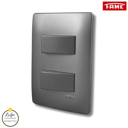 Imagem de Interruptor Duplo Simples Distanciados Com Placa Linha Habitat Onix - Fame.