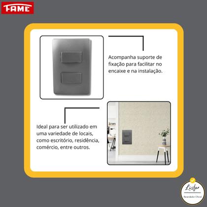 Imagem de Interruptor Duplo Simples Distanciados Com Placa Linha Habitat Onix - Fame.