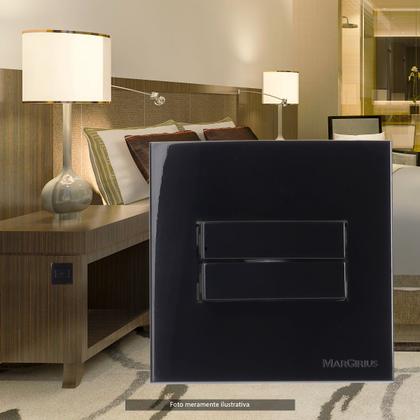 Imagem de Interruptor Duplo Simples P/ Moveis 70x70 Preto Sleek