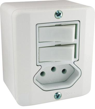 Imagem de Interruptor Duplo Simples + Tomada 10a Sistema X Bco c/ 10