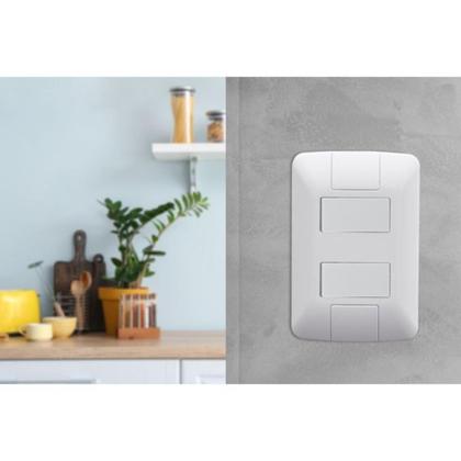 Imagem de Interruptor Duplo Tecla Simples 6A Branco Aria Tramontina