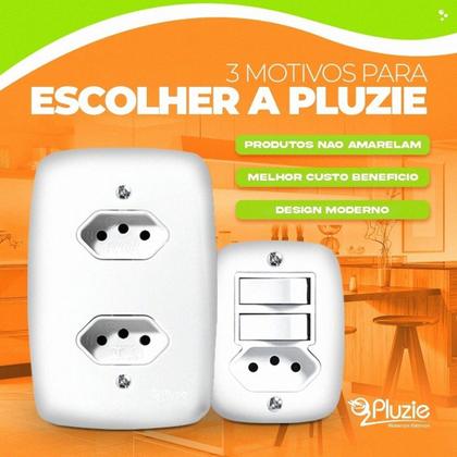 Imagem de Interruptor e Tomada 2P+T 20A 250V Branco de Embutir Pluzie