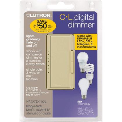 Imagem de Interruptor elétrico Lutron MACL-153MH-IV Digital Dimmer Ivory 120V