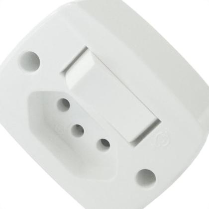 Imagem de Interruptor Externo Ilumi Redondo Branco 1 Simples+Tomada 20A 16545Pct - Kit C/10
