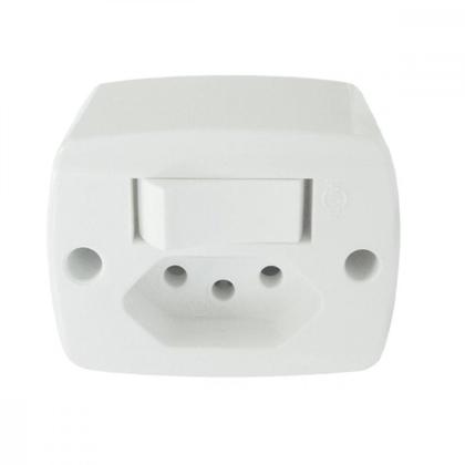 Imagem de Interruptor Externo Ilumi Redondo Branco 1 Simples+Tomada 20A 16545Pct - Kit C/10