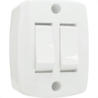 Imagem de Interruptor Externo Ilumi Retangular Branco 2 Simples Com 1Peca 16562