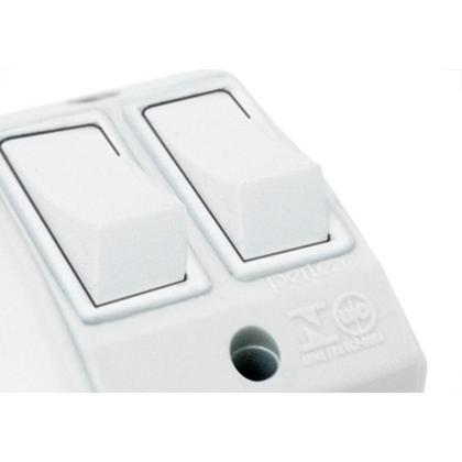 Imagem de Interruptor Externo Perlex Retangular 2 Simples Branco 172Brc/10 - Kit C/10