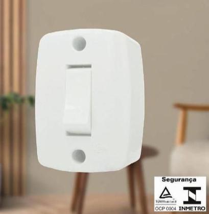 Imagem de Interruptor Externo Retangular Branco 250V/6A 16553 ILUMI