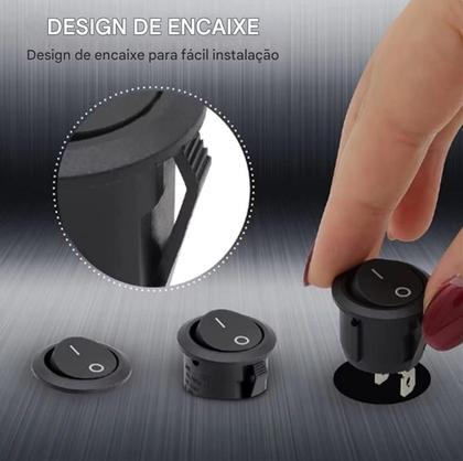 Imagem de Interruptor Gangorra Redondo ON OFF 2 Pinos com Fio 20mm PréCabeado Carro Moto Barco Projetos Eletrônicos Automação