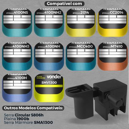 Imagem de Interruptor (gatilho) Para Serra Mármore Makita + Capa Protetora 4100nh mcc400 4100ns mt410 4100h