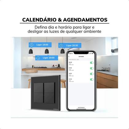 Imagem de Interruptor Intelig Zigbee Tecla Física 4Botões 4X4 - Preto