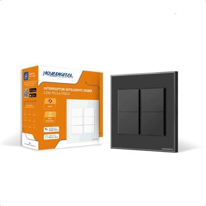 Imagem de Interruptor Intelig Zigbee Tecla Física 4Botões 4X4 - Preto