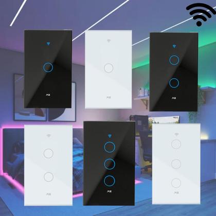 Imagem de Interruptor Inteligente 1 2 3 Botão Wifi Smart Automação Touch Branco ou Preto App Controle  Alexa Google Home