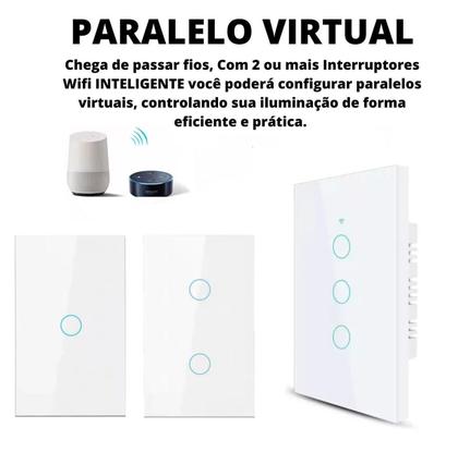 Imagem de Interruptor Inteligente 1 botão 110V / 220V controle remoto voz wifi 3500W Androide