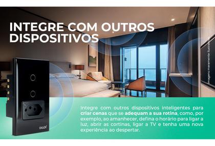 Imagem de Interruptor Inteligente 2 Botões Touch C Tomada 20A Wi-Fi PRETO Google Home e Alexa EKAT-T218-2PB
