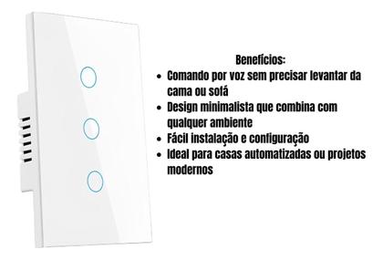 Imagem de Interruptor inteligente 3 Botão Wifi controle de voz alexa app androide BIVOLT luz Smart